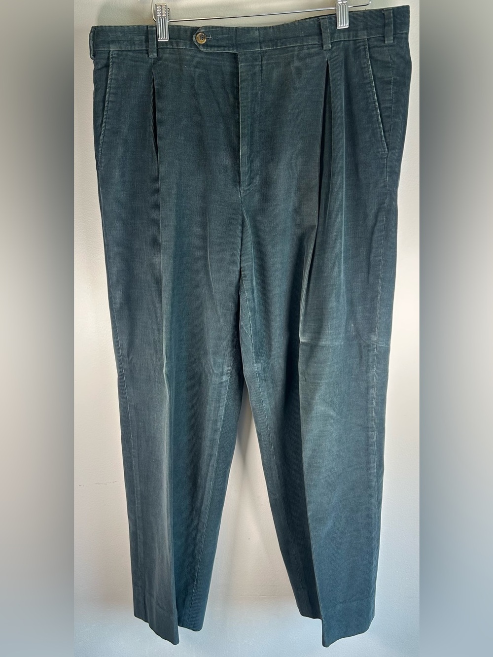 Week-Ends By Nash Men’s Corduroy Pants 38X29 Green Pleated Cotton Vintage